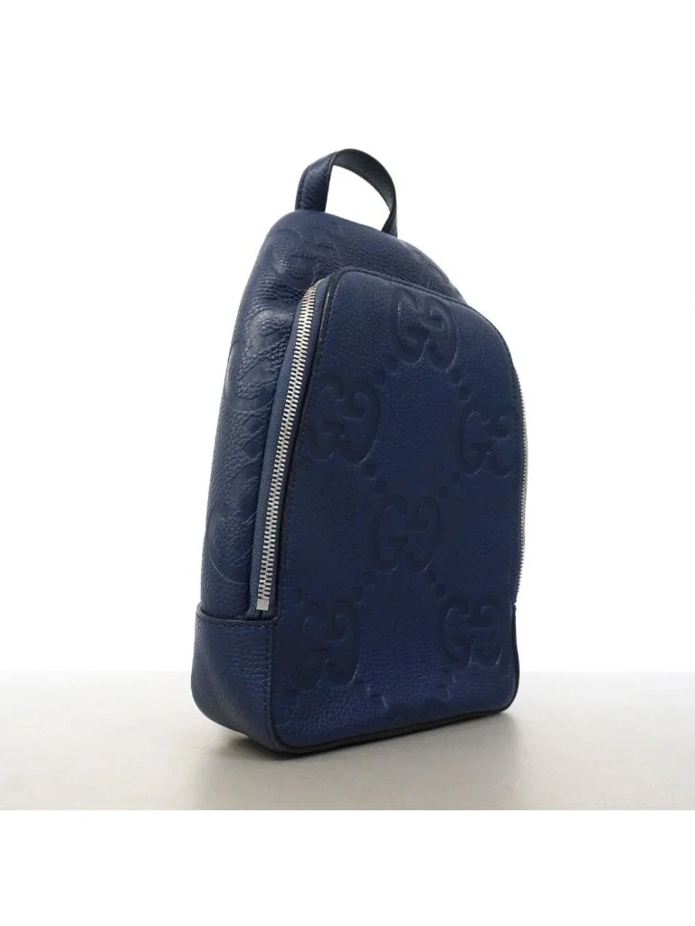 Gucci Belt Bag Jumbo GG Leather Blue Silver
